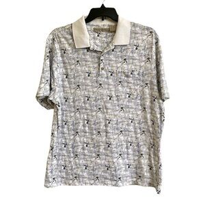 MUNSINGWEAR MENS SHORTSLEEVE GOLF SHIRT. WHITE SHIRT WITH GOLF TEE PRINT.SIZE XL